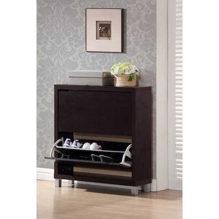 Baxton Studio Simms Dark Brown Modern Shoe Cabinet 88-4342